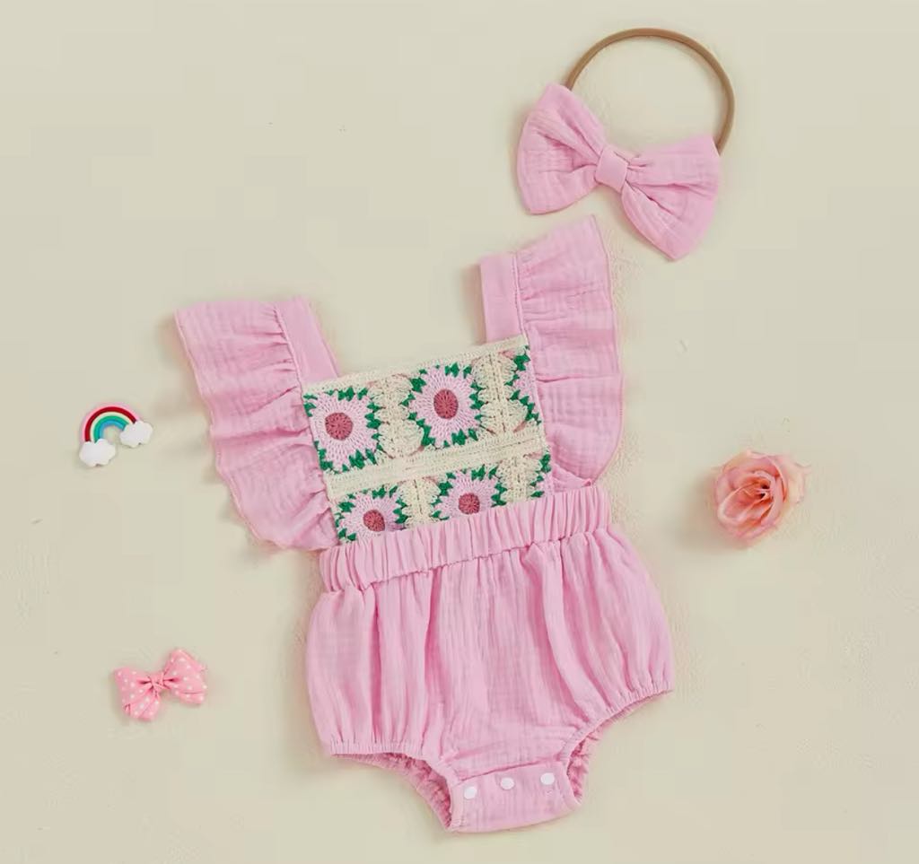 PREORDER: The Abigail Crochet & Ruffle Romper 5.12.25