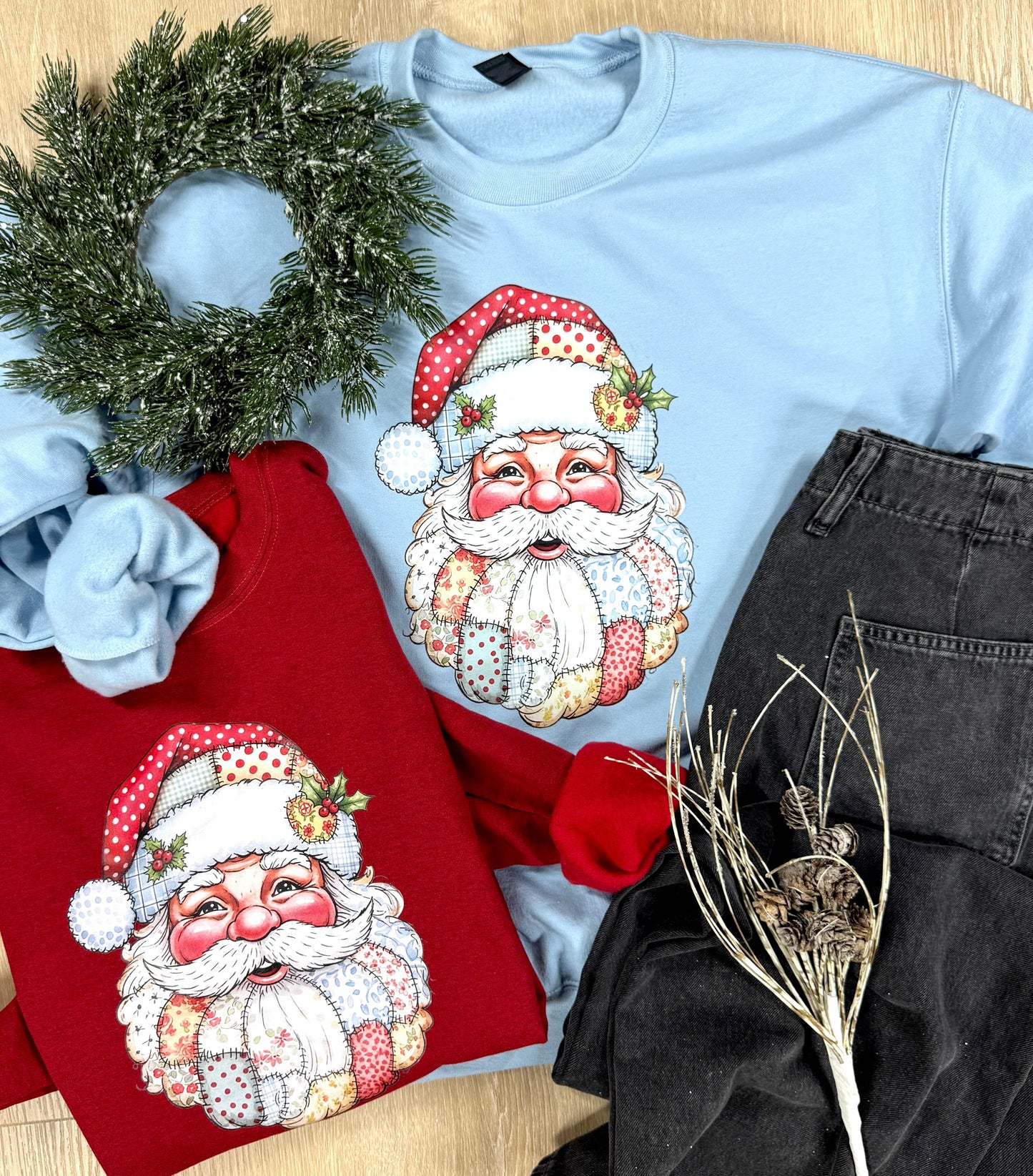 Patchwork Santa Sweatshirts