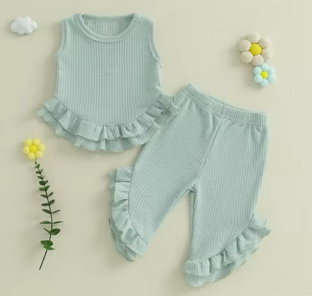 PREORDER: RERUN The Randi Waffle and Ruffle Tank & Pant Set 5.12.25