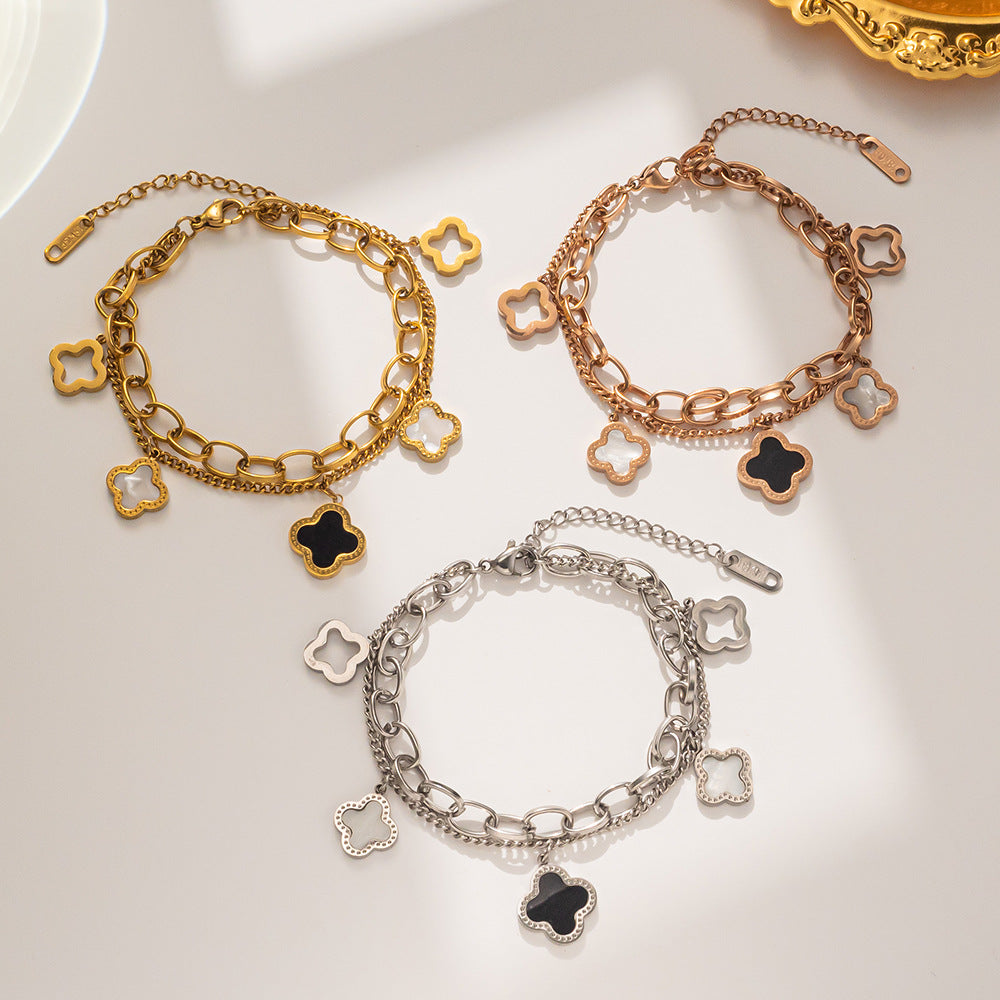 PREORDER: Clover Double Chain Bracelet 8.3.26