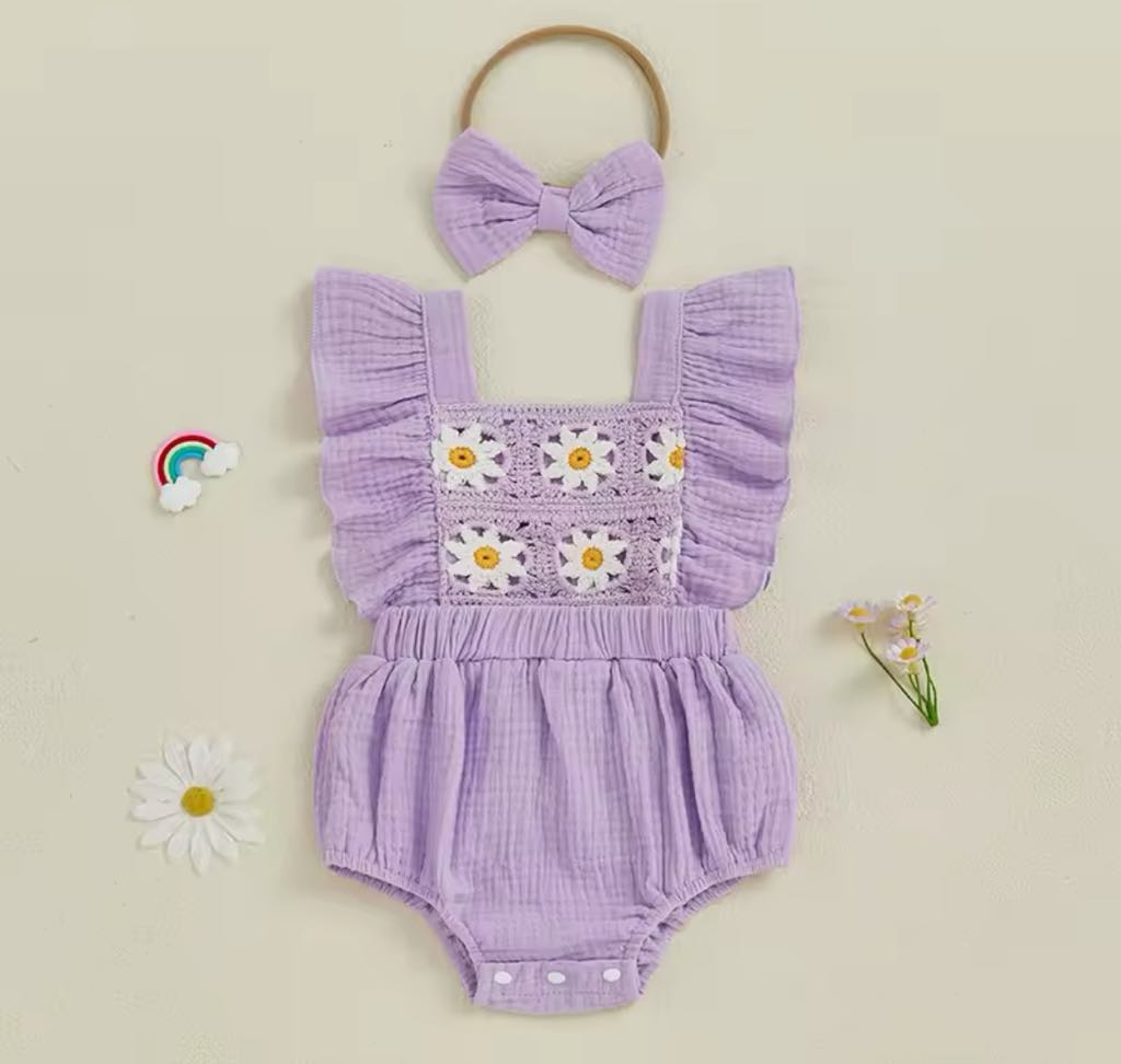 PREORDER: The Abigail Crochet & Ruffle Romper 5.12.25
