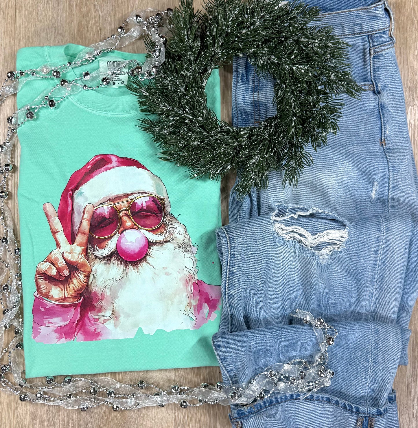 Pink Bubble Santa Short or Long Sleeve Graphic Tee