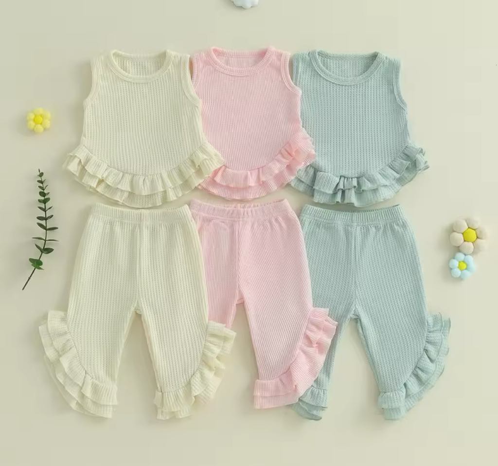 PREORDER: RERUN The Randi Waffle and Ruffle Tank & Pant Set 5.12.25