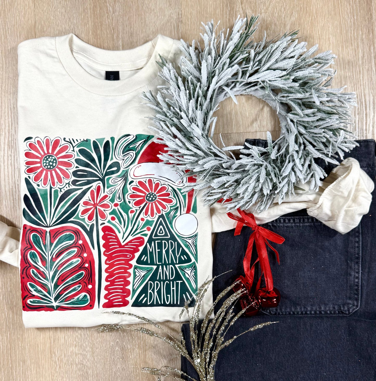 Merry and Bright Collage Long or Short Sleeve Tee