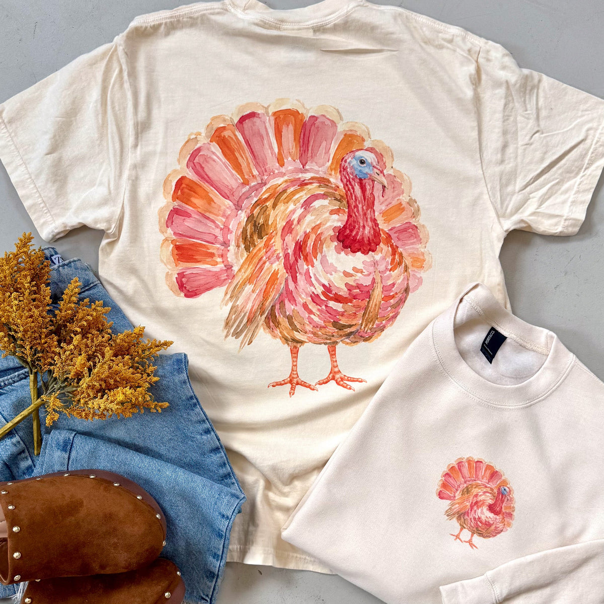 Watercolor Turkey Pocket + Back Design