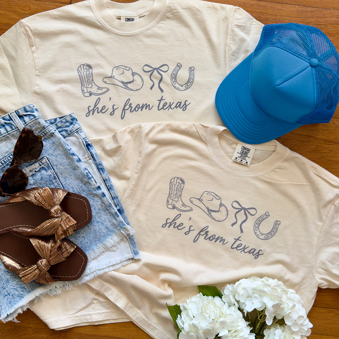 She's From Texas Crop Top or Tee