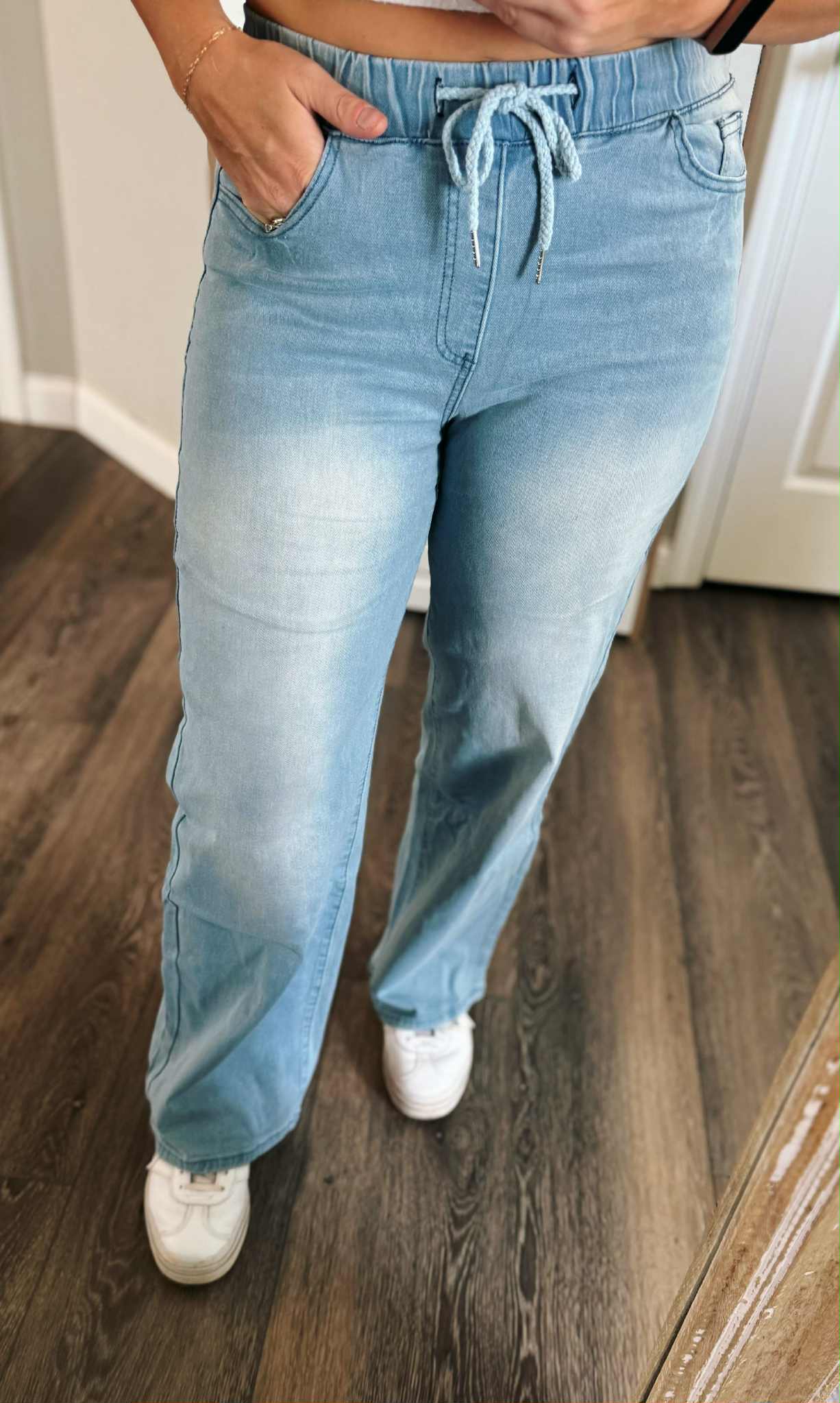 PREORDER: Drawstring Elastic Denim Pants 9.2.25