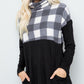 Celeste Full Size Pocketed Plaid Turtleneck Long Sleeve Blouse