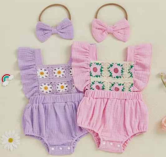 PREORDER: The Abigail Crochet & Ruffle Romper 5.12.25