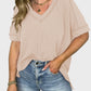 Lovelet Texture V-Neck Half Sleeve T-Shirt