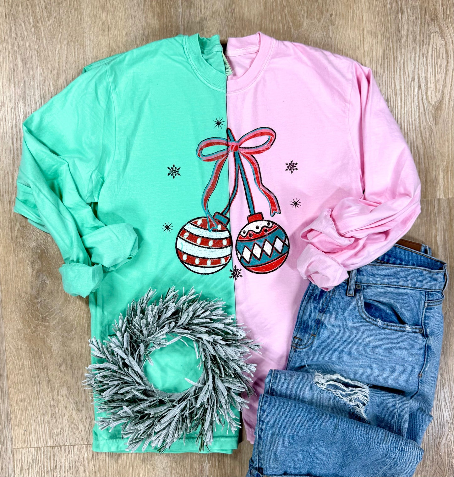 Distressed Ornament Short or Long Sleeve Graphic Tees