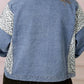 Plus Size Leopard Long Sleeve Denim Jacket