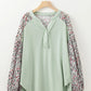 Printed Notched Long Sleeve Blouse
