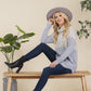 Celeste Full Size Curved Hem Printed Turtleneck Long Sleeve Blouse