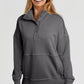 Half Sanp Drop Shoulder Long Sleeve Sweatshirt