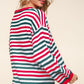 Haptics Full Size Striped Contrast Side Slit Knit Top