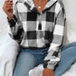 Plaid Half Button Long Sleeve Hoodie