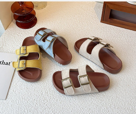 PREORDER: The Bex Double Buckle Kid Sandals 5.12.25