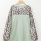 Printed Notched Long Sleeve Blouse