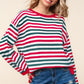 Haptics Full Size Striped Contrast Side Slit Knit Top