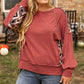 Plus Size Geometric Round Neck Long Sleeve Sweatshirt
