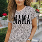 MAMA Animal Print Round Neck Short Sleeve T-Shirt
