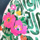 Embroidered Printed Mock Neck Short Sleeve Blouse