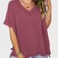 Lovelet Texture V-Neck Half Sleeve T-Shirt