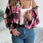 Plaid Button Up Long Sleeve Jacket