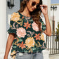 Double Take Floral Ruffled Short Sleeve Blouse