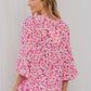 Sew In Love Full Size Floral V-Neck Flounce Sleeve Top