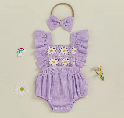 PREORDER: The Abigail Crochet & Ruffle Romper 5.12.25