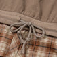 Drawstring Plaid Turtleneck Long Sleeve Top