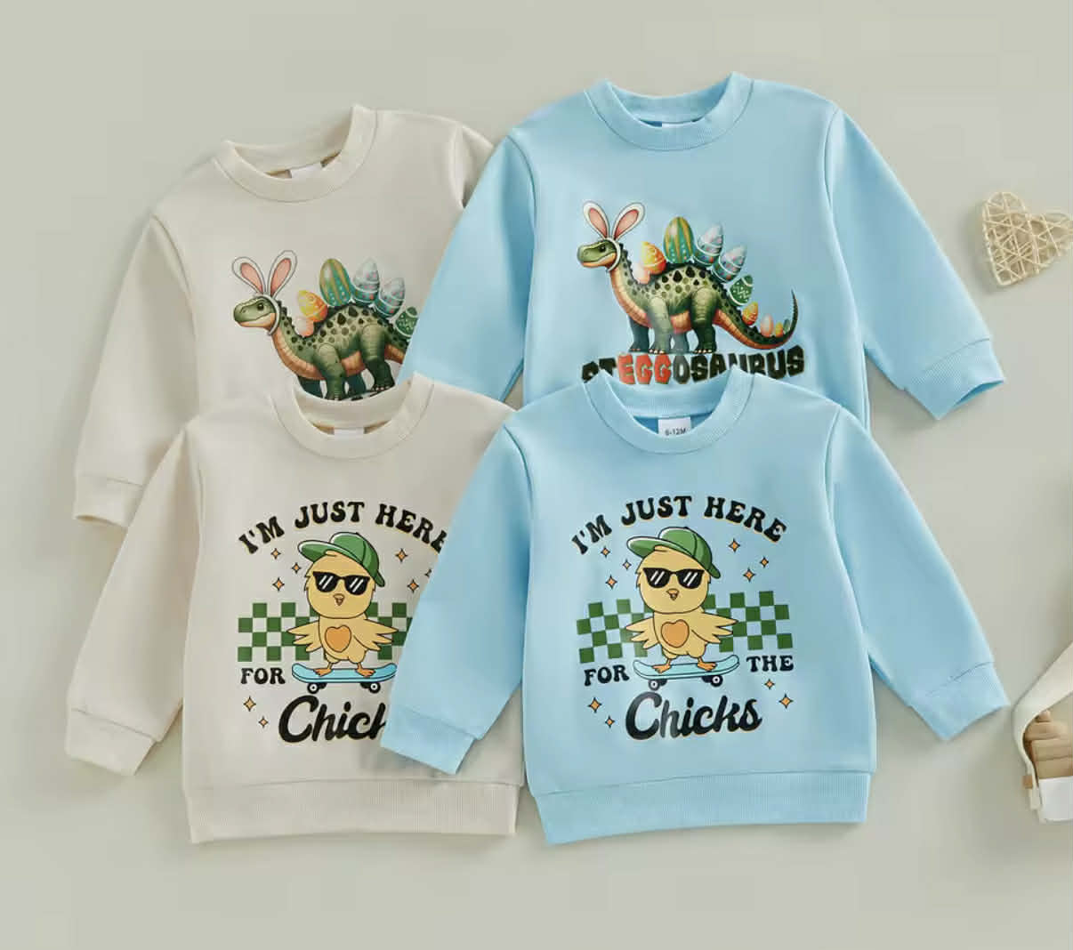 PREORDER: Boys Dino & Chick Graphic Crewnecks 2.23.26