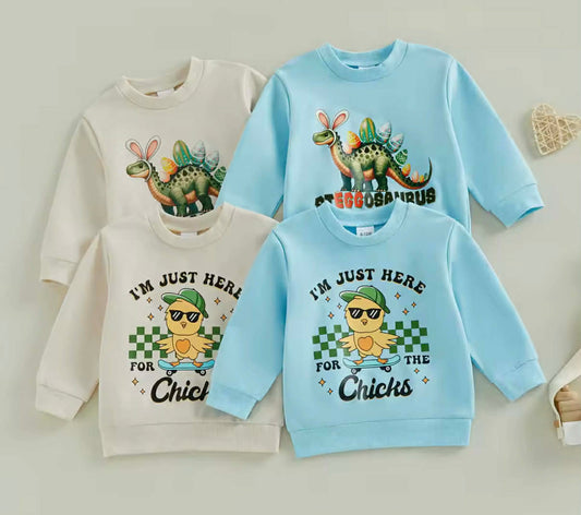 PREORDER: Boys Dino & Chick Graphic Crewnecks 2.23.26