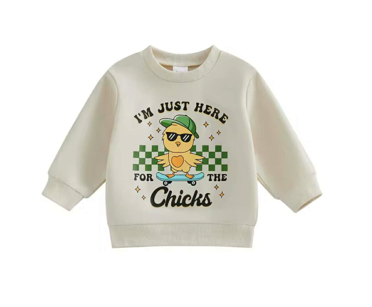 PREORDER: Boys Dino & Chick Graphic Crewnecks 2.23.26