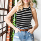 Striped Ribbed Round Neck Tank