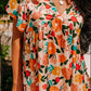 Printed V-Neck Short Sleeve Blouse