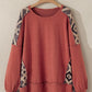Plus Size Geometric Round Neck Long Sleeve Sweatshirt