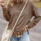 Drawstring Plaid Turtleneck Long Sleeve Top