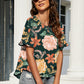 Double Take Floral Ruffled Short Sleeve Blouse