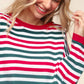 Haptics Full Size Striped Contrast Side Slit Knit Top