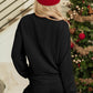 MERRY Round Neck Long Sleeve Top and Shorts Set