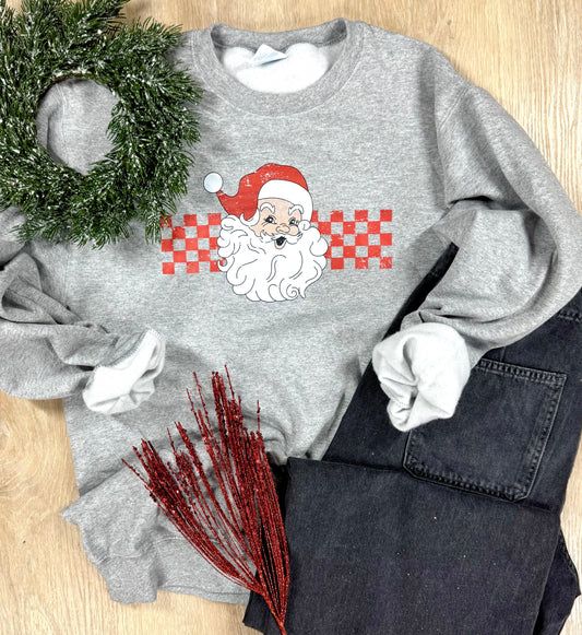 Checkered Santa Graphic Tee or Sweatshirt