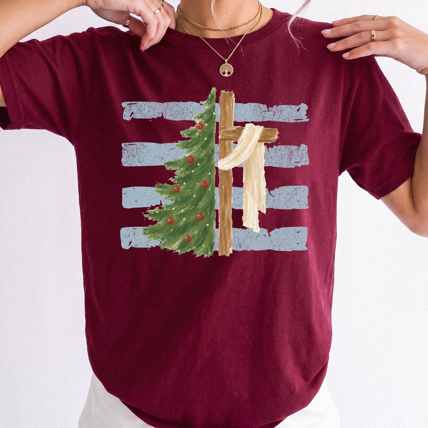 Christmas Cross Crewneck or Tee