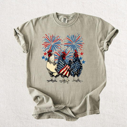 Fireworks and Roosters Graphic Tee