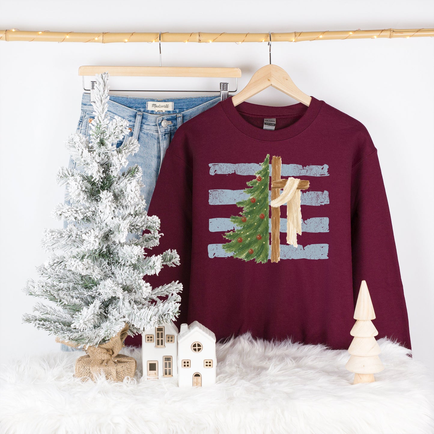 Christmas Cross Crewneck or Tee