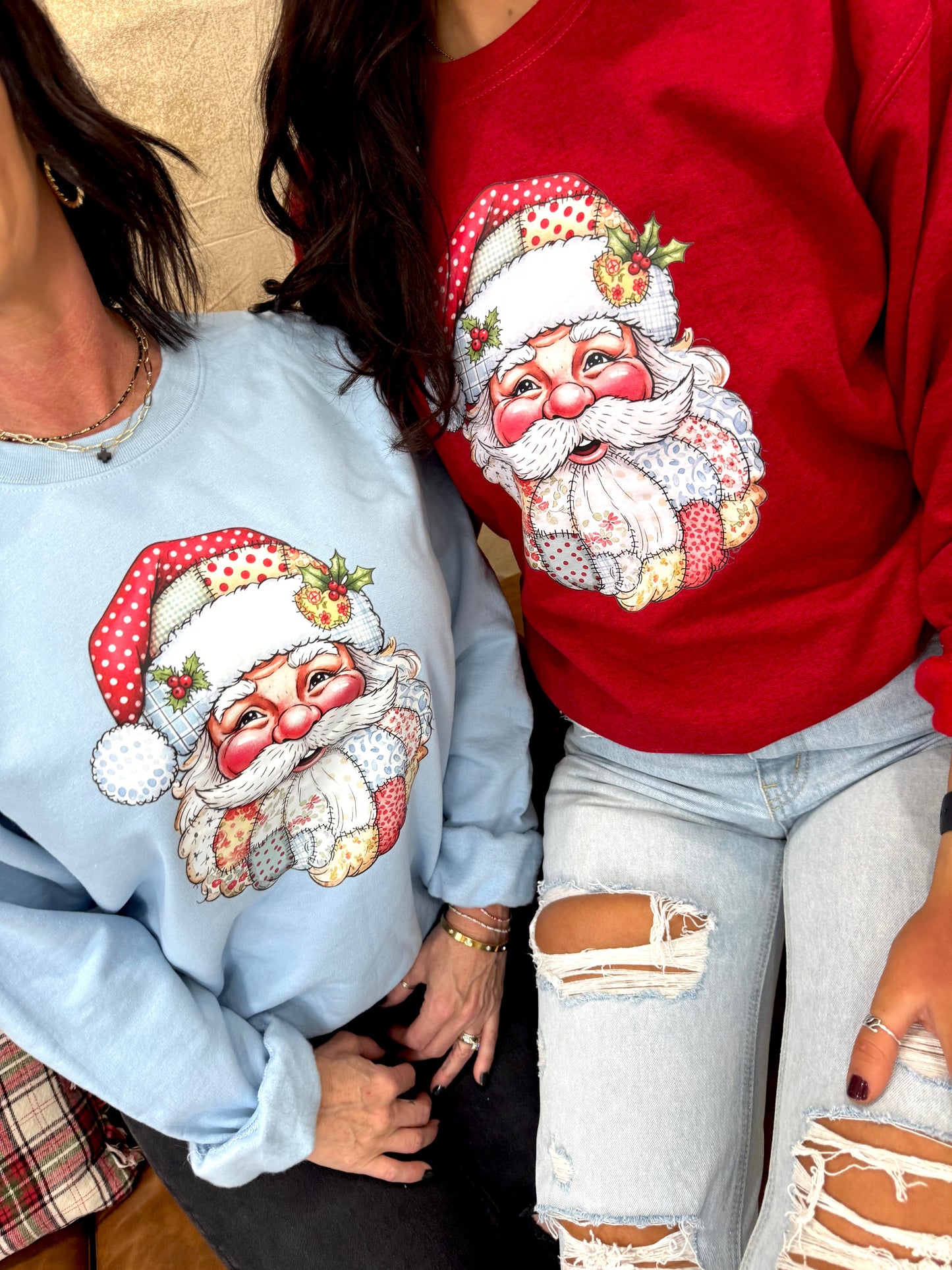 Patchwork Santa Sweatshirts
