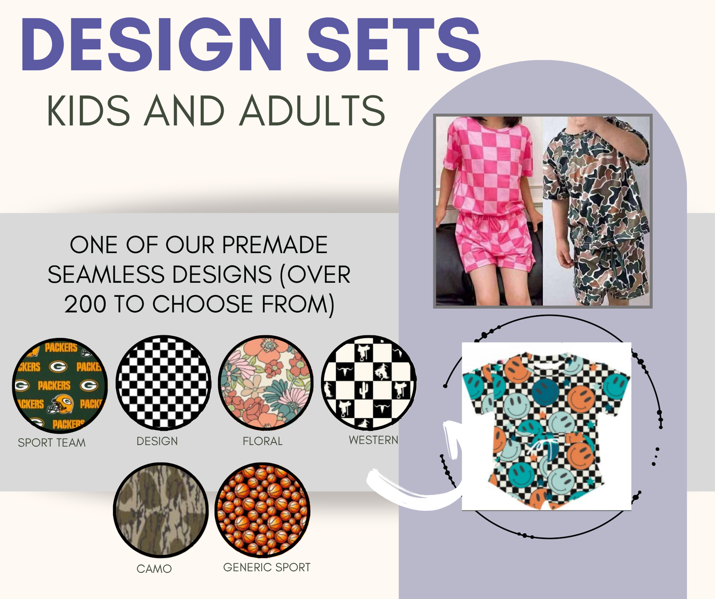 PREORDER: Custom Print TWO PIECE SET ( kids and adults) - provided seamless 9.15.25