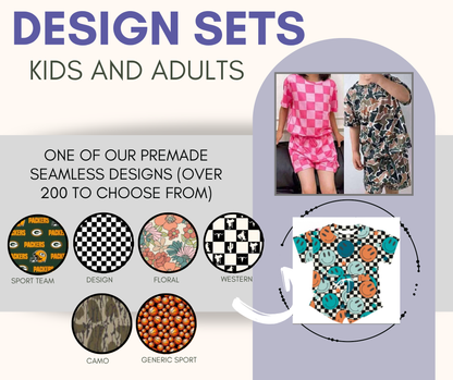 PREORDER: Custom Print TWO PIECE SET ( kids and adults) - provided seamless 9.15.25